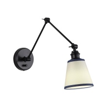 Golden 2351-A1W BLK-BLU - Yep by Golden Lighting Equinox 1-light Swing Arm Wall Lamp with Blue Trim shade